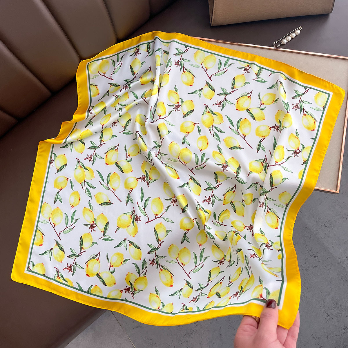 2025 New Yellow Lemon Print Sq - Face Scarf Mask avis et prix