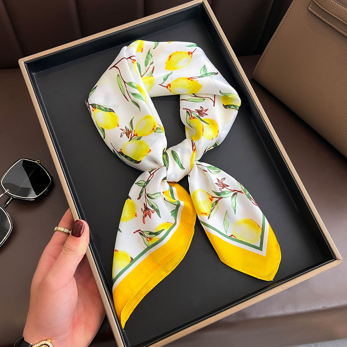 2025 New Yellow Lemon Print Sq - Face Scarf Mask avis et prix