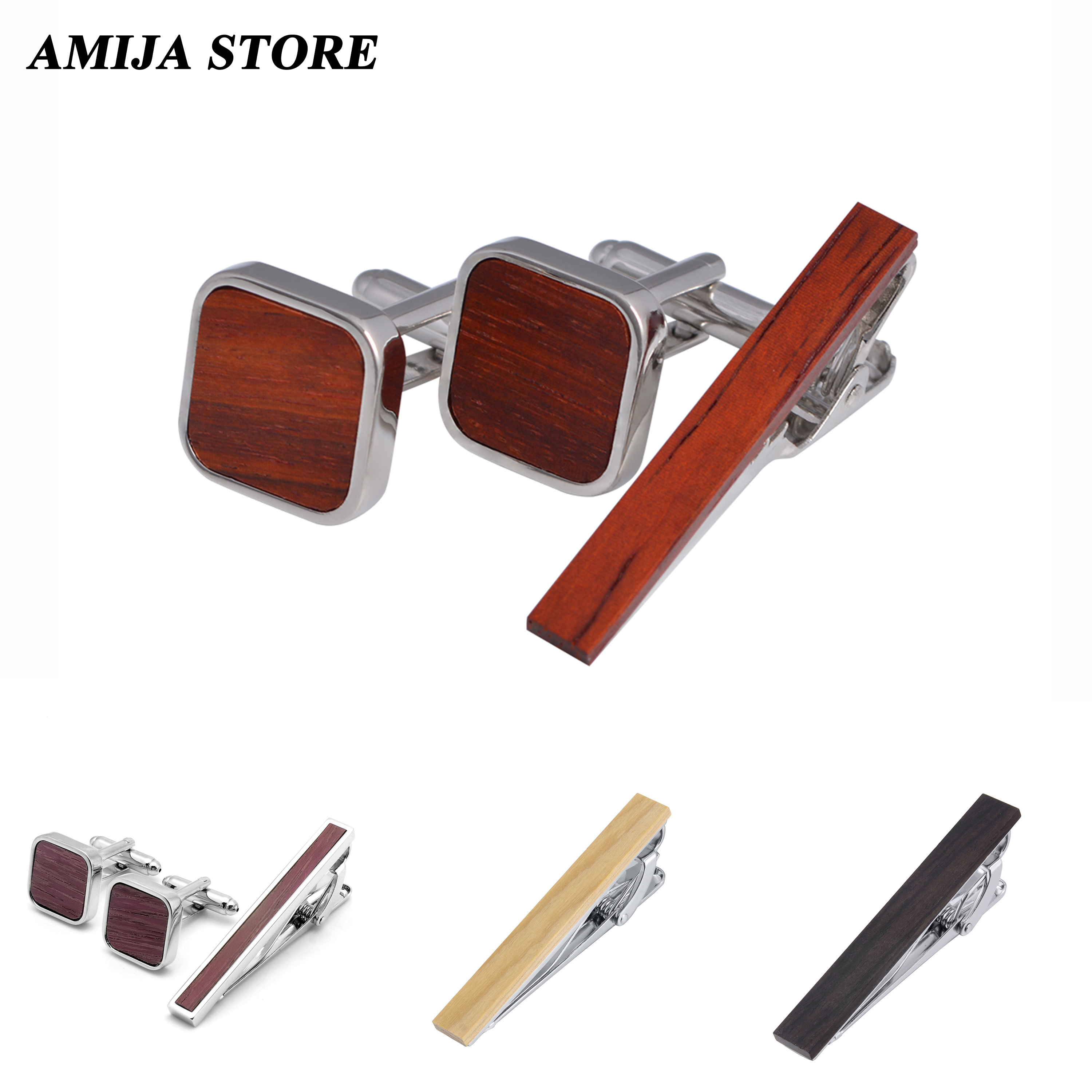 High Quality Wooden Cufflinks  - Tie Bar Set Gift avis et prix