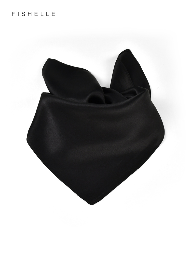 Solid color black pure silk sc - Ascot Neck Scarf avis et prix