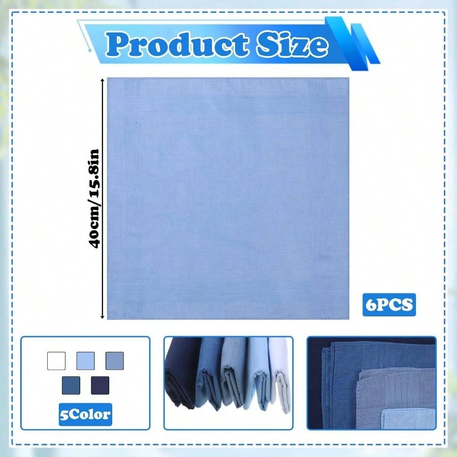 Pocket Squares Men, 6 Pcs 15.  - Handkerchief Cotton Men avis et prix