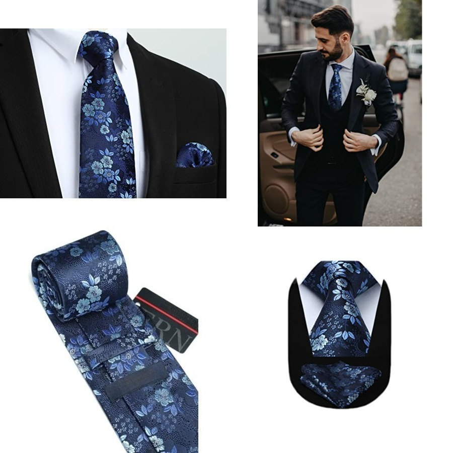 Men Floral Ties Woven Classic  - Pocket Square Set avis et prix