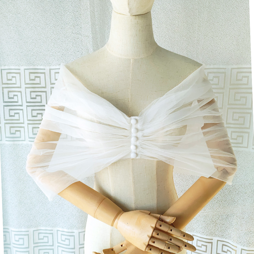Women Pleated Tulle Sheer Wrap - Stole Wedding Shawl avis et prix