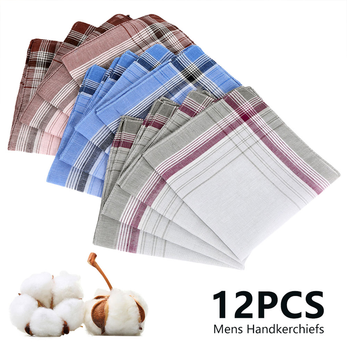 12Pcs Pure Cotton Men's Handke - Handkerchief Cotton Men avis et prix