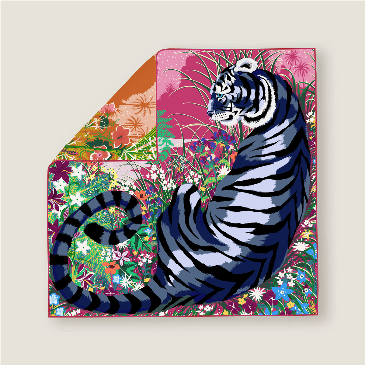 70CM Curled Edge Twill Silk Sq - Scarf Silk Square avis et prix