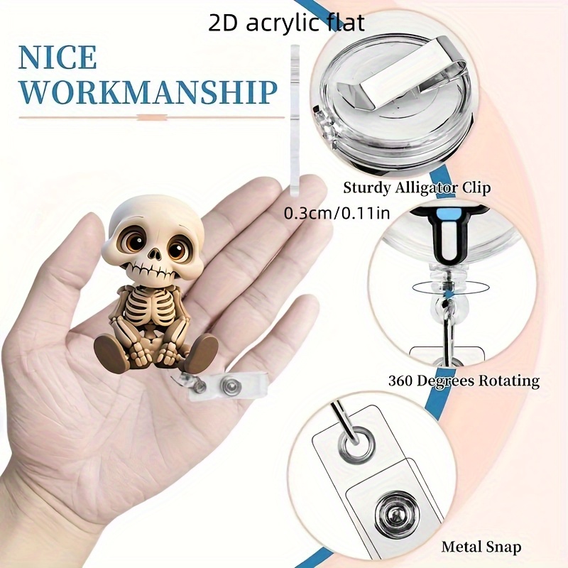 2D Flat, Acrylic Dazed Skull H - Lanyard Badge Holder avis et prix