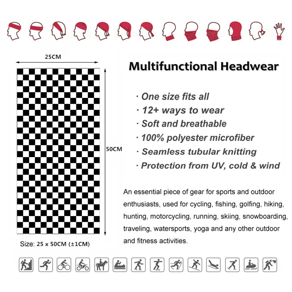 Checkered Ska Printed Headband - Neck Warmer Tube avis et prix